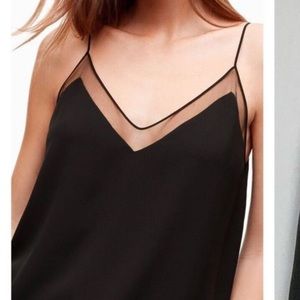 Babaton Black Sheer Mesh Slinky Camisole Blouse in XS